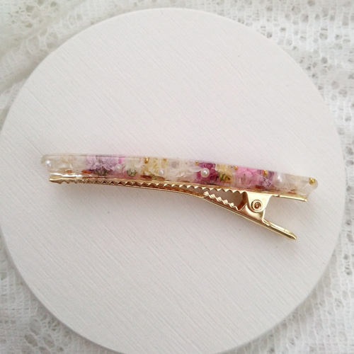 H－2054】押し花 レジン ヘアクリップ ドライフラワー ヘアピン