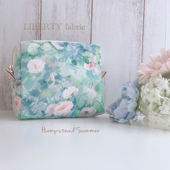 【再販♡】✳︎LIBERTY✳︎ Hampstead Summer ライトグリーン【 mini スクエアポーチ❤︎】 1枚目の画像