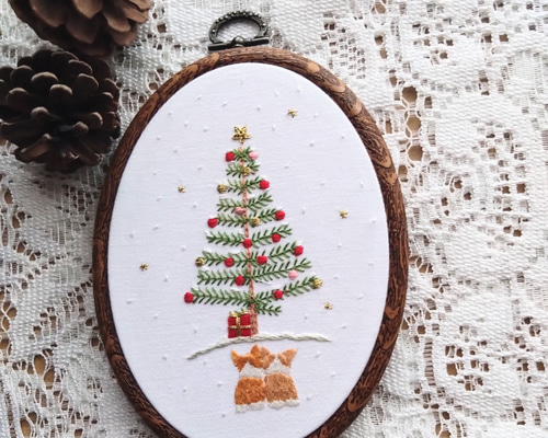 刺繍フレーム　動物たちのクリスマス 刺繍フレーム　動物たちのクリスマス