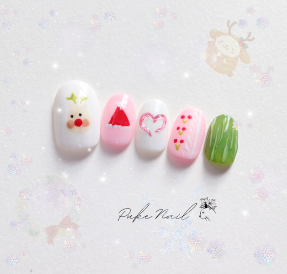 Puke Nail [No.479] Nail Tip♡聖誕美甲/可愛圖案/・外出、派對等 第1張的照片