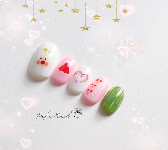 Puke Nail [No.479] Nail Tip♡聖誕美甲/可愛圖案/・外出、派對等 第2張的照片