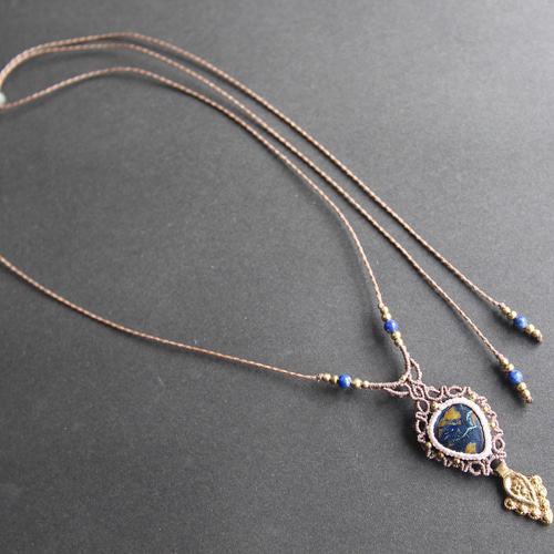 アズロマラカイト マイクロ マクラメ ネックレス ネックレス