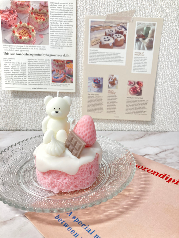 くまちゃんケーキキャンドル】韓国インテリア ソイワックスキャンドル