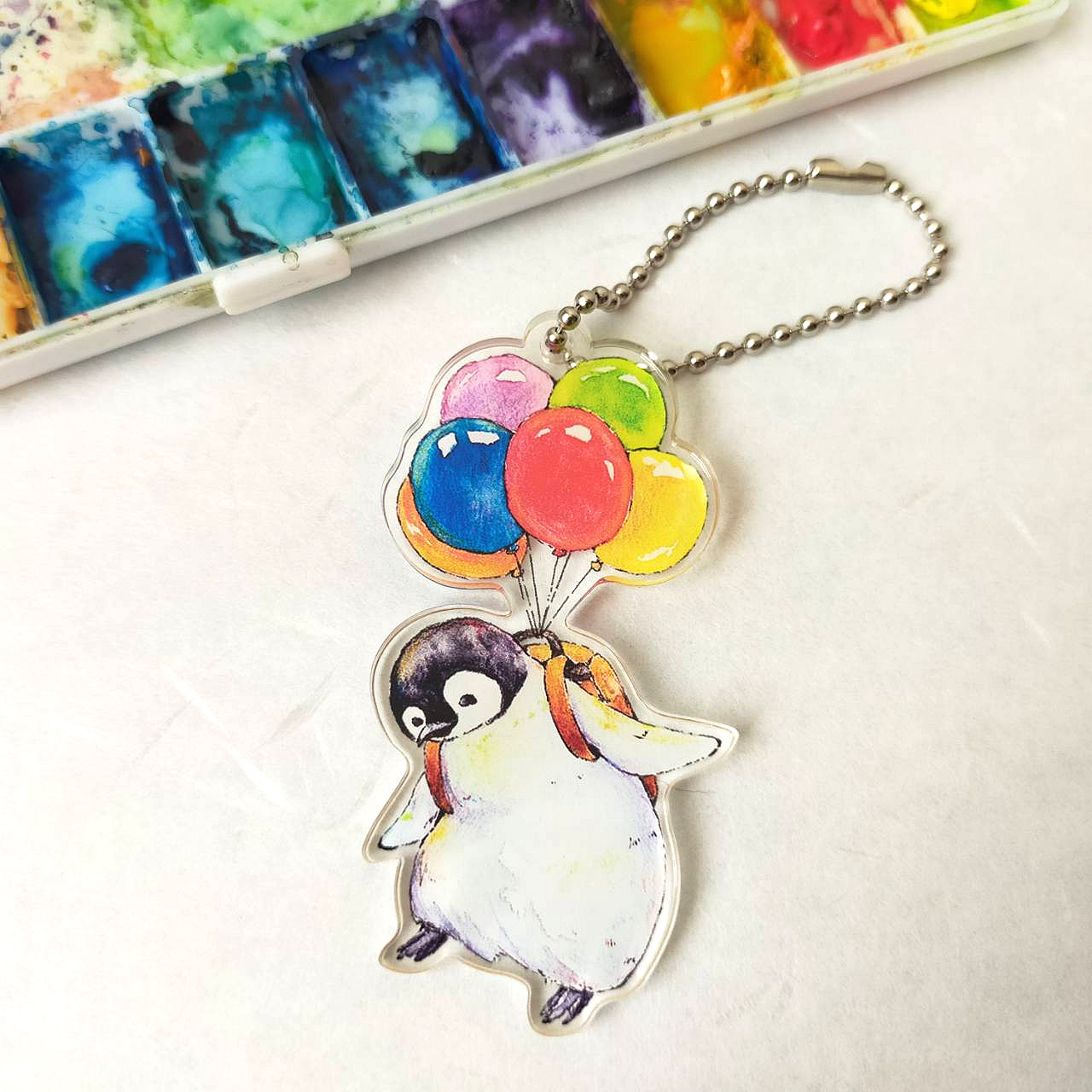 【逸品】 ナタデココ❀王ペンギンオルゴナイトキーホルダー❀ 財布・ケース・小物入れ