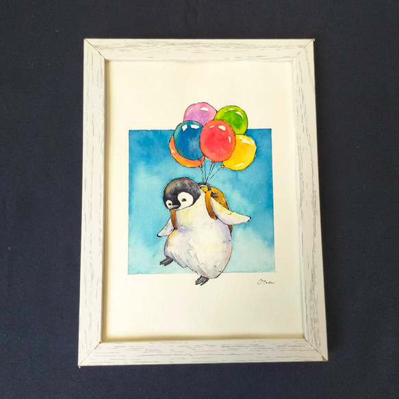 選べるポストカードセット（39.ふわふわ風船とペンギン） 3枚目の画像