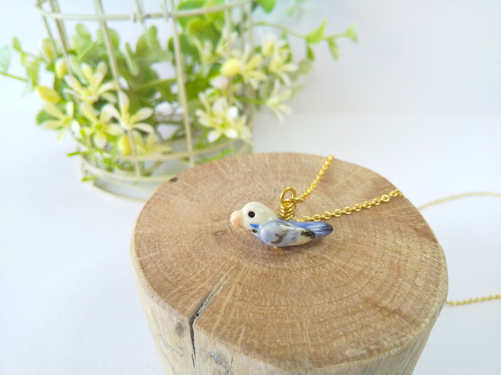 セキセイインコのネックレス・バイオレット系