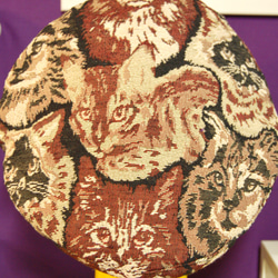 猫柄ゴブラン織　ベレー帽:ブラウン 6枚目の画像