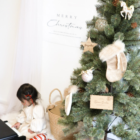 クリスマス オーナメント 星　スター 木製 名入れ 8枚目の画像