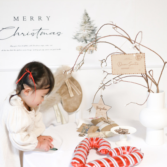 クリスマス オーナメント 星　スター 木製 名入れ 6枚目の画像