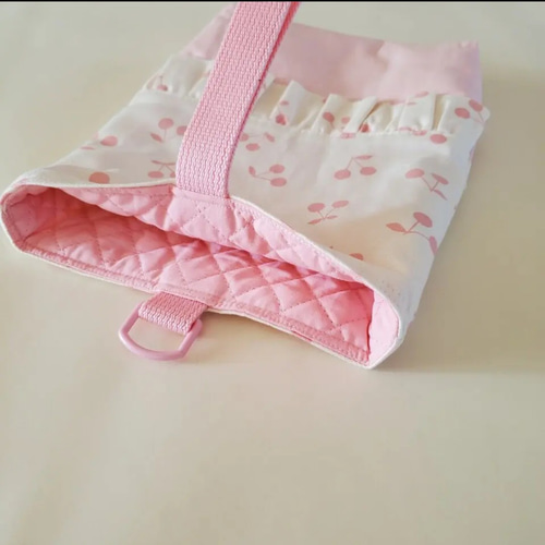 入園入学3点セット 女の子 ピンク さくらんぼ フリル レッスンバッグ