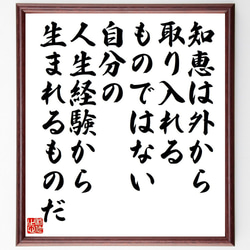 （ヒクソン・グレイシー）の名言「知恵は外から取り入れるものではない、自分の人～」額付き書道色紙／受注後直筆（Y7571） 1枚目の画像