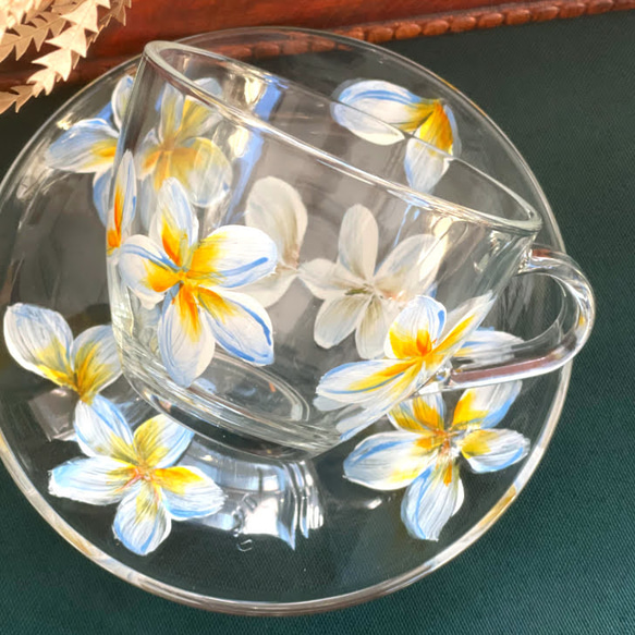 プルメリアガラスティータイムカップセット（同柄スプーン選択