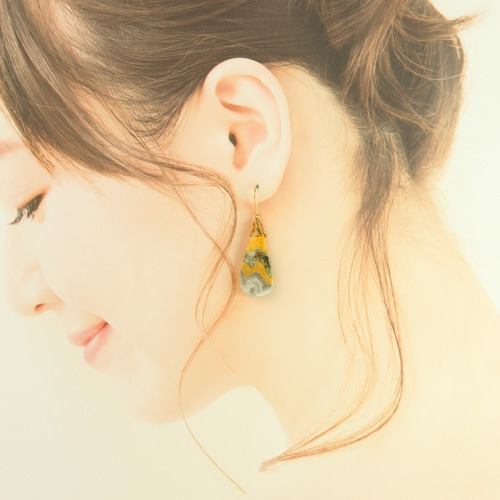 超希少石】大粒(30mm) バンブルビー・ジャスパー 耳飾り ピアス
