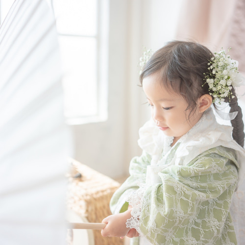 刺繍レース キッズ着物 リバーシブル被布 リバティ 子供用 七五三