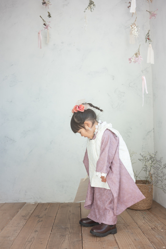 フラワーレース着物&リバーシブル被布set 七五三 3歳 女の子 753
