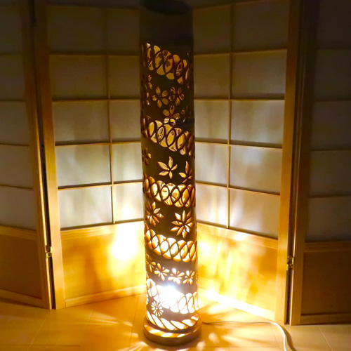 竹灯り・竹あかり・竹灯籠 全面彫り ～～ 癒しの灯り☆竹網美燈