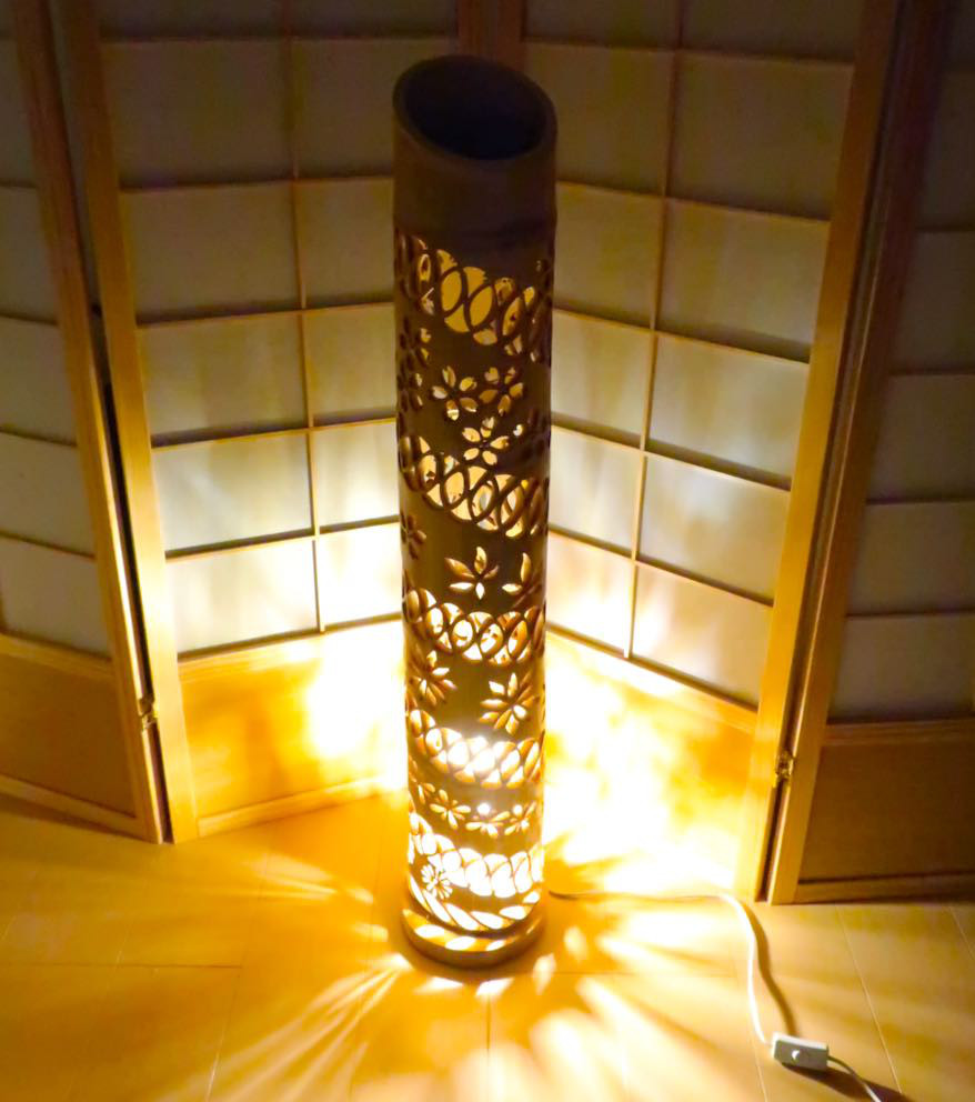 竹灯り・竹あかり・竹灯籠   全面彫り   ～～ 癒しの灯り★竹網美燈★～～
