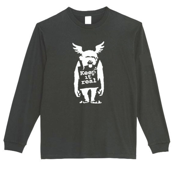 【XS～3XL/5.6ozバンクシー】羽が生えた猿ロングTシャツロングスリーブ★おもしろロンT送料無料・新品 2枚目の画像