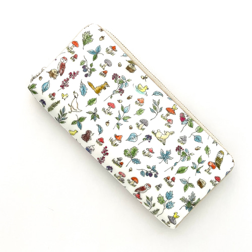 ラミネート＊ ラウンドファスナー長財布 サナ グリーンオレンジ