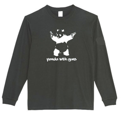 【XS～3XL/5.6ozバンクシー】二丁拳銃パンダロングTシャツロングスリーブ★おもしろロンT送料無料・新品 2枚目の画像