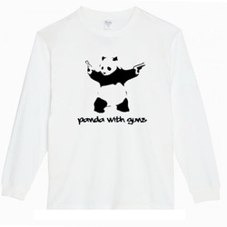 【XS～3XL/5.6ozバンクシー】二丁拳銃パンダロングTシャツロングスリーブ★おもしろロンT送料無料・新品 1枚目の画像