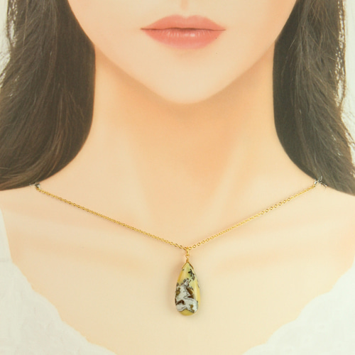 超希少石】イエロー系 ワイルドホース・ジャスパー ネックレス