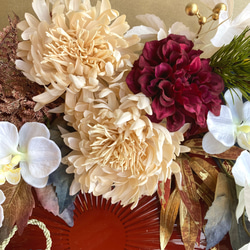 一点物・特大サイズ【お正月】豪華 お花いっぱいのお正月飾り　ープレート 3枚目の画像