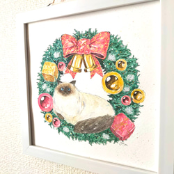 選べるポストカードセット（41.猫とクリスマスリース） 3枚目の画像