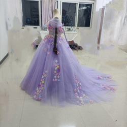 優雅！華麗的！ Purple Bare Top Color Dress Flower Motif Bijou Gorgeous 第9張的照片