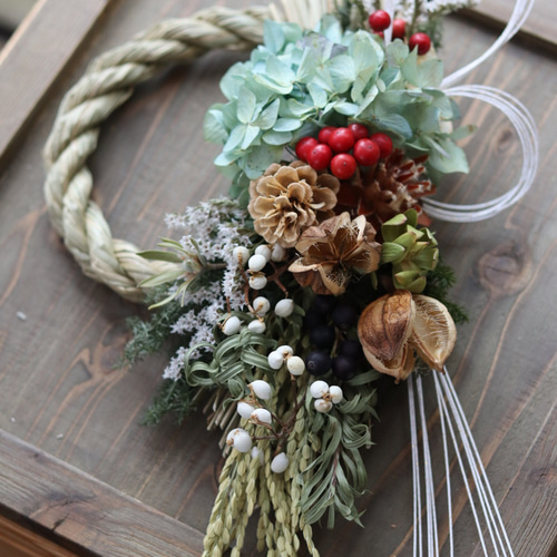 サンキライのドライフラワーリース ~new year wreath