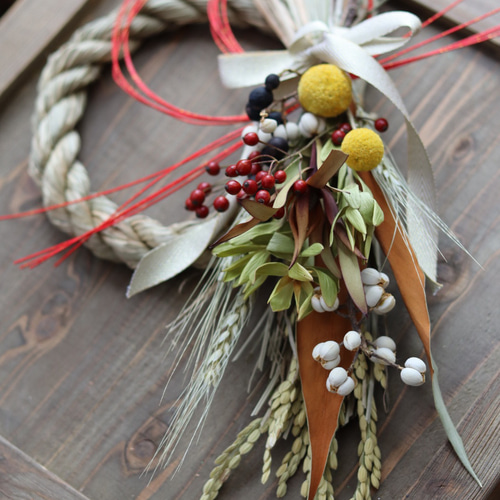 ☆ボタニカル2wayお正月飾り ☆ドライフラワー ボタニカル しめ縄飾り