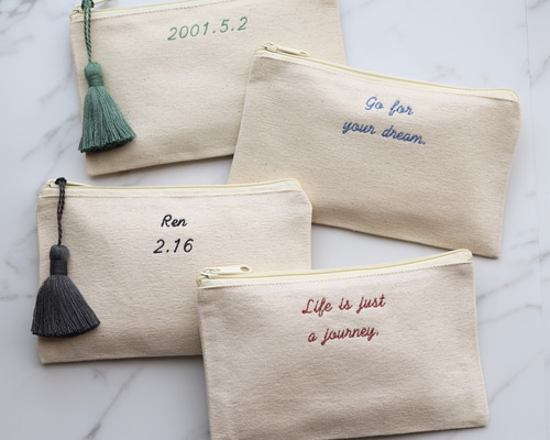 【リネン刺繍　ようこママページ】ボートポーチ リネン刺繍 ようこママ様専用ページ】ボートポーチ