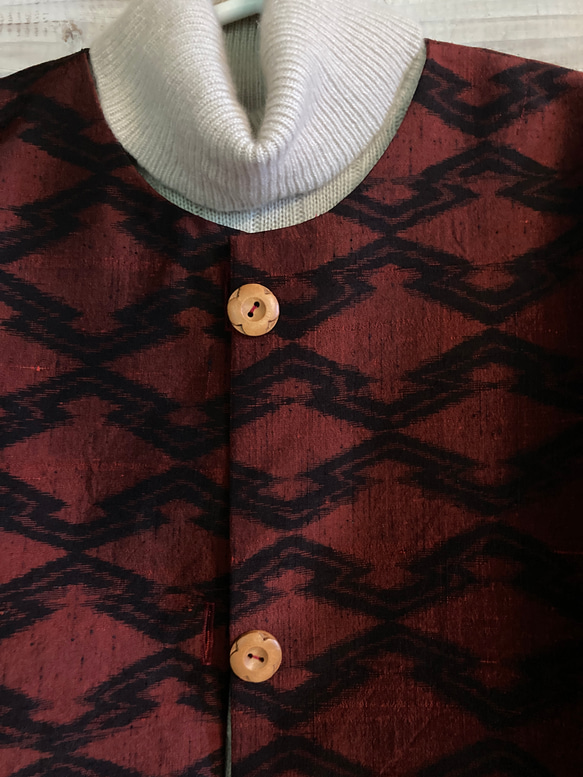 着物リメイク紬の羽織コート 2枚目の画像