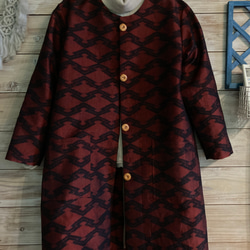 着物リメイク紬の羽織コート 1枚目の画像