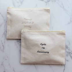 【手書き風筆記体】名入れ 3段メッセージ フラットポーチ ┃刺繍 イニシャル 名前入れ 名前入り 文字入れ 15枚目の画像