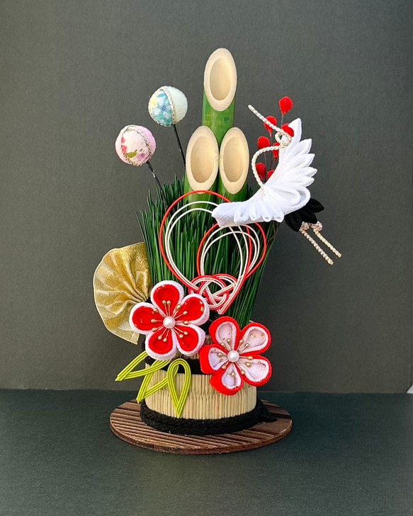 つまみ細工 松竹梅のミニ門松 しめ縄・しめ飾り うみゆき工房 通販