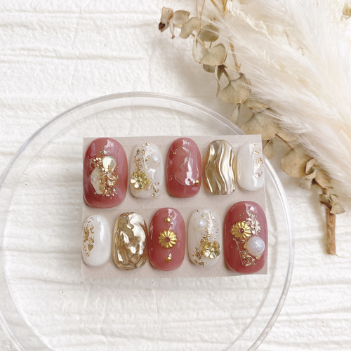 現品 サイズ変更不可 ネイルチップ ニュアンスネイル 成人式 卒業式 前