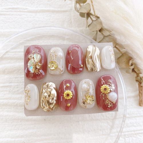 現品 サイズ変更不可 ネイルチップ ニュアンスネイル 成人式 卒業式 前