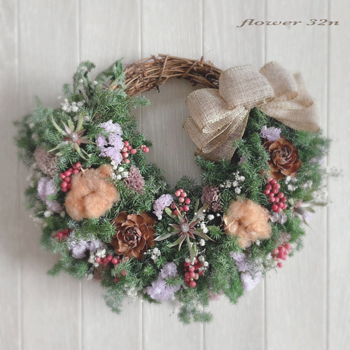 SALE】3,000→✨2,000✨ 28㌢コットンフラワーとペッパーベリーの  