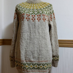 お花のヨーク編みセーター 1枚目の画像