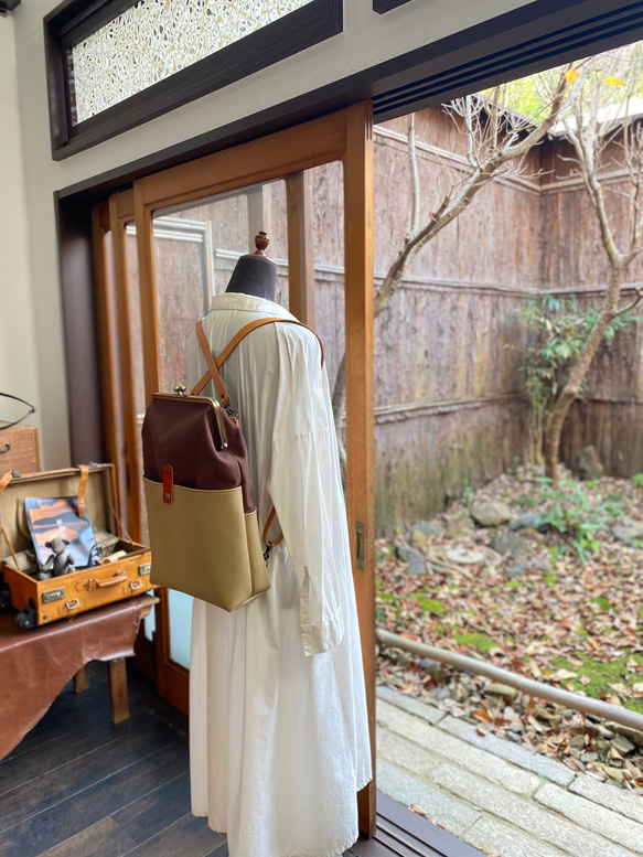 【受注制作】GAMAGUCHIキャンバスリュック　チョコ✖️ミルクティ 