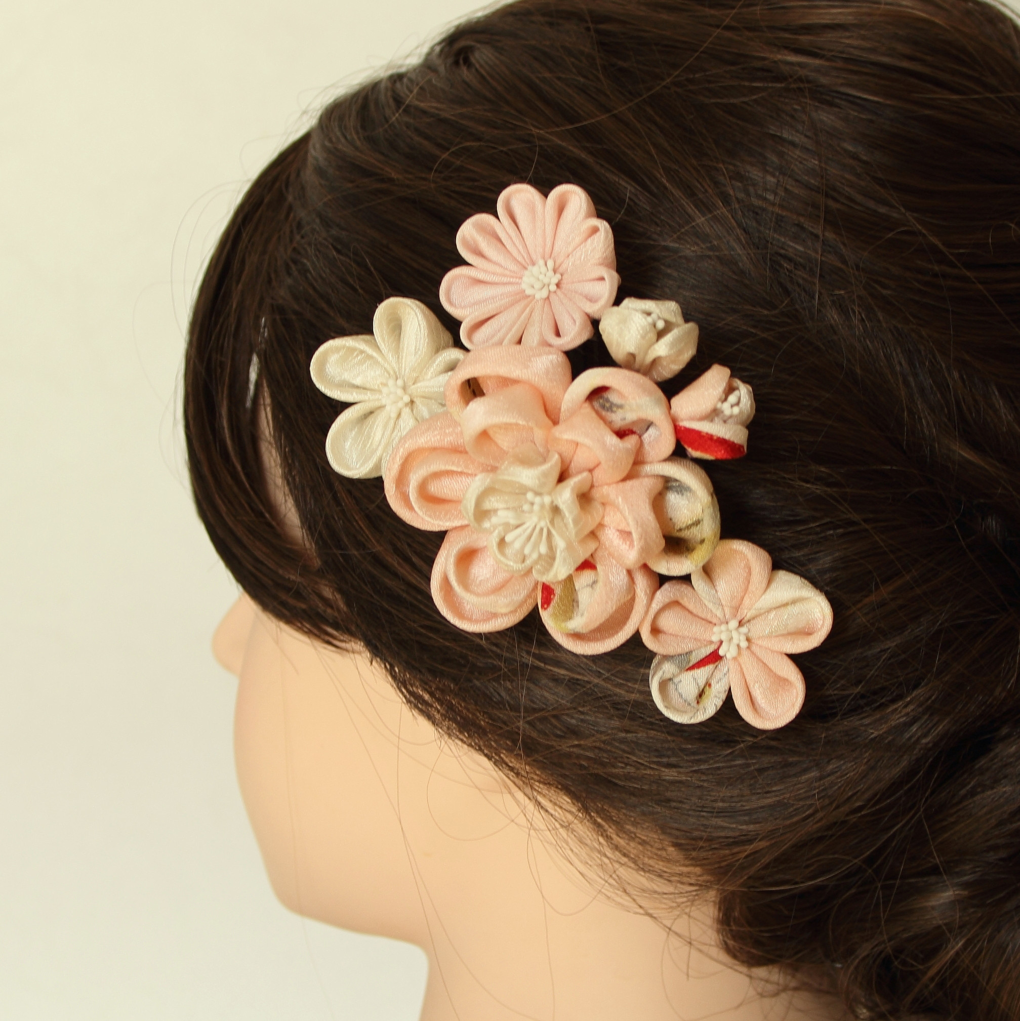 シルクの飾り6点セット（ピンク）　卒業式・成人式・ブライダル