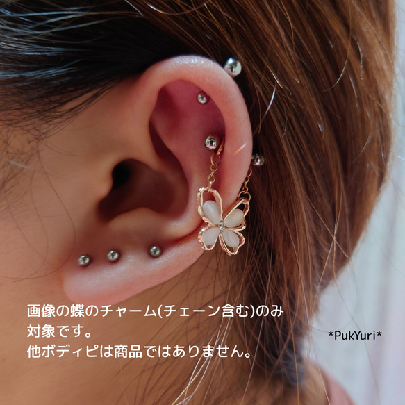 バタフライピアス/2連ピアス/軟骨ピアス/ヘリックス 6枚目の画像
