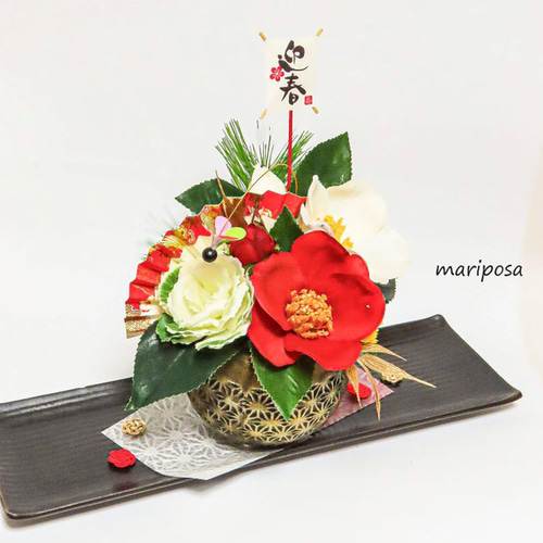 お正月お飾り花 2026～ 紅白江戸椿 お正月アレンジ・リニューアル