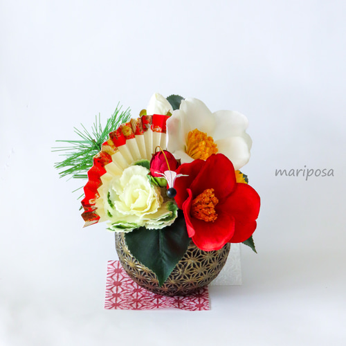 お正月お飾り花 2026～ 紅白江戸椿 お正月アレンジ・リニューアル