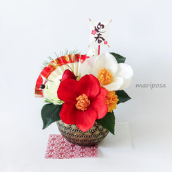 お正月お飾り花 2026～ 紅白江戸椿 お正月アレンジ・リニューアル