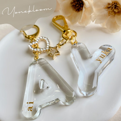 クリア アルファベット名入れキーホルダー 文字入れ 名前入れ