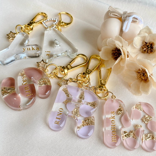 クリア アルファベット名入れキーホルダー 文字入れ 名前入れ