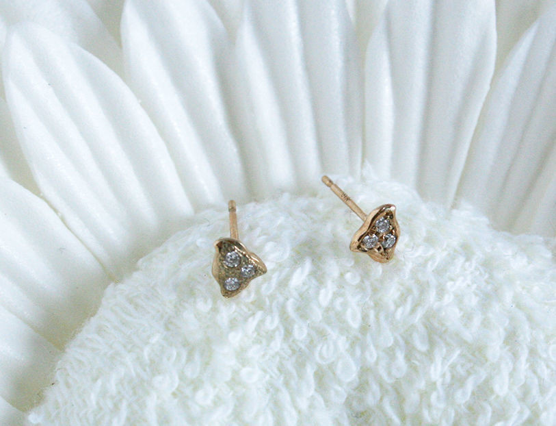 K10YG/ダイヤピアス【CHIDORI / 千鳥】WAMON MINI GOLD（PE10044）