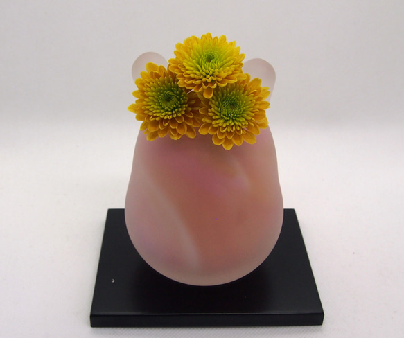 ガラスのウサギ　花器　マーブルピンク 5枚目の画像